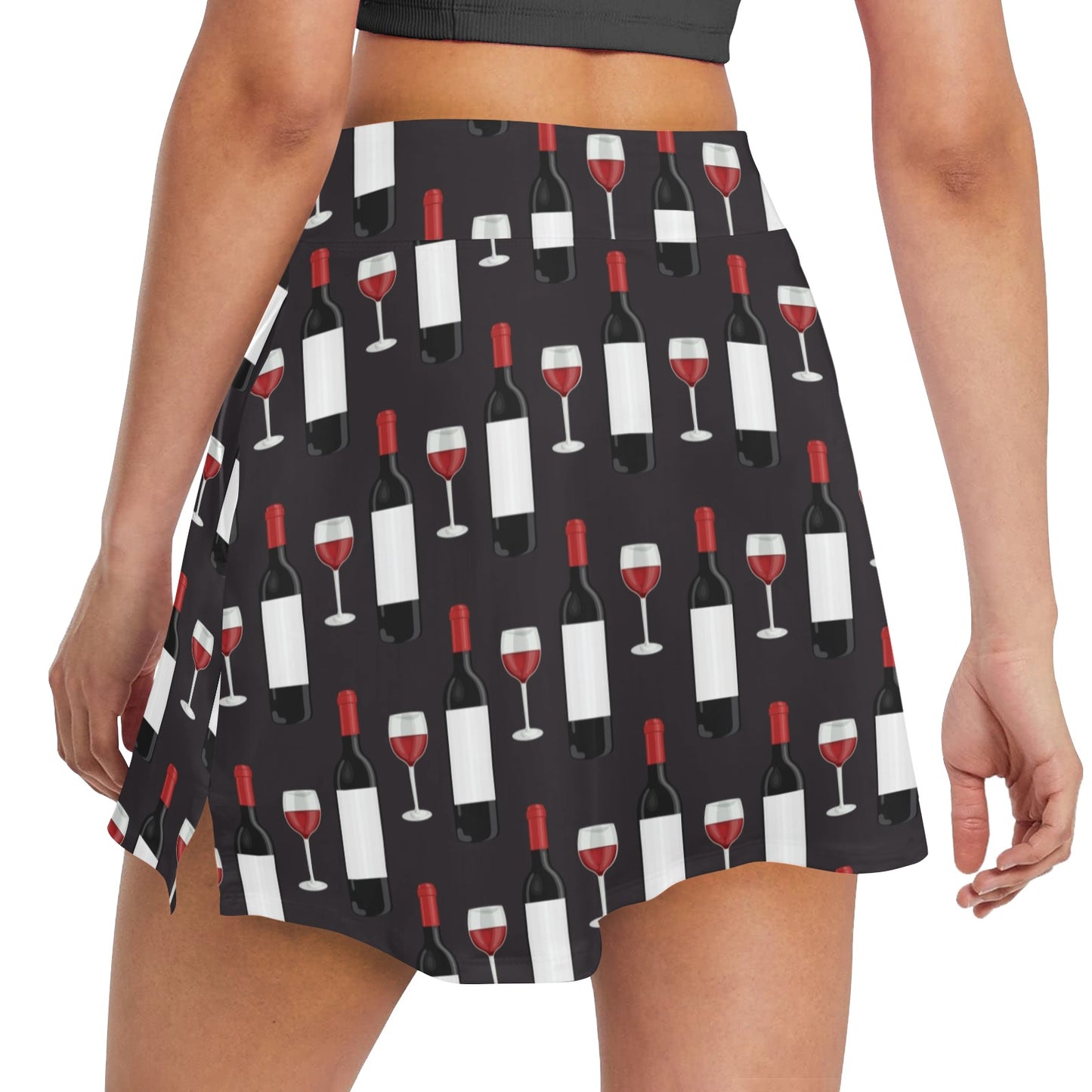Wine Print Design LKS309 17" Golf & Pickleball Skort with Pockets