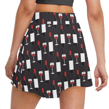 Wine Print Design LKS309 17" Golf & Pickleball Skort with Pockets