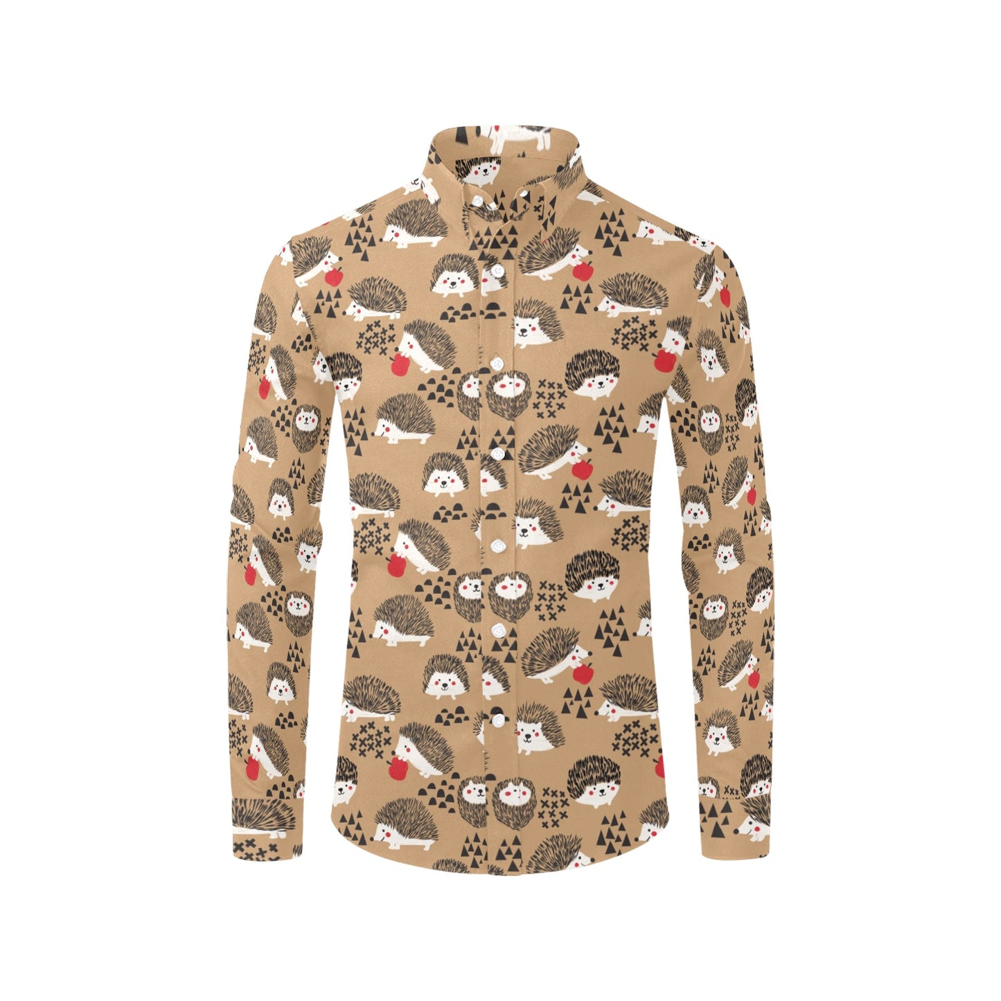 Hedgehog Print Design LKS403 Men's Long Sleeve Dress Shirt