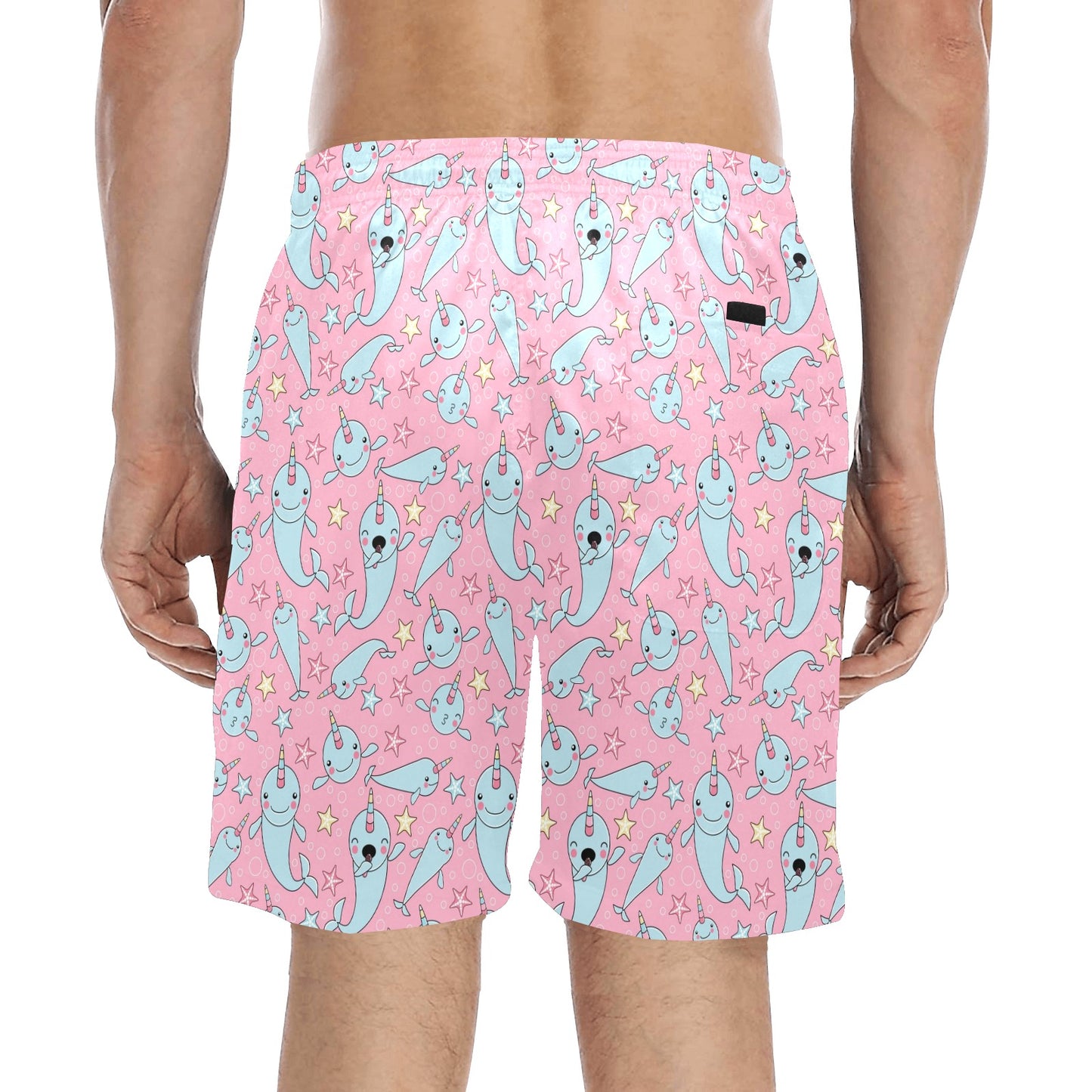 Narwhal Cartoon Cute Print Men's Swim Trunks Beach Shorts