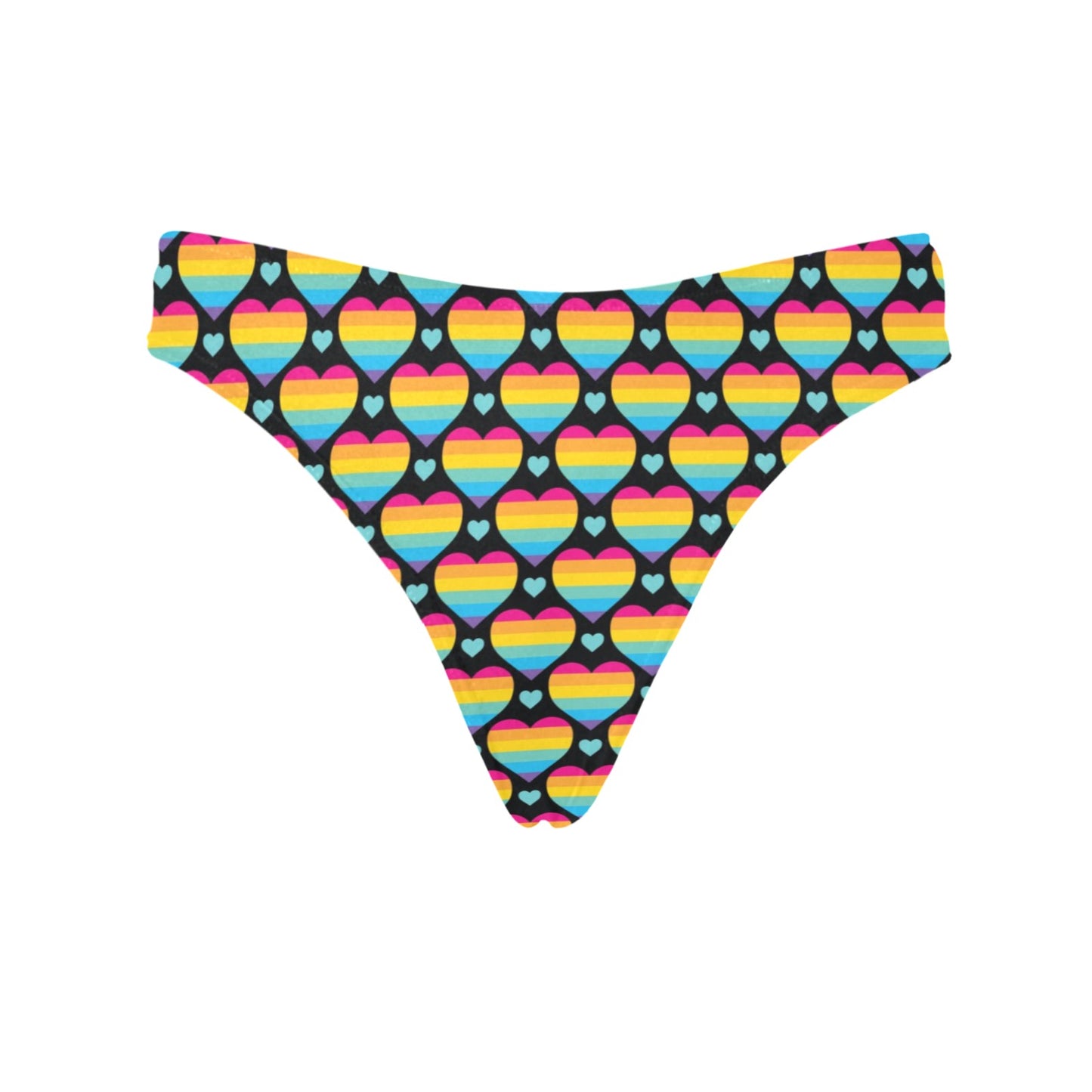 Rainbow Heart Print Pattern Women's Thongs
