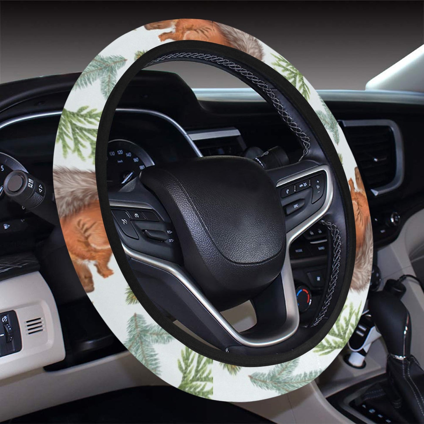Squirrel Print Design LKS308 Steering Wheel Cover with Elastic Edge