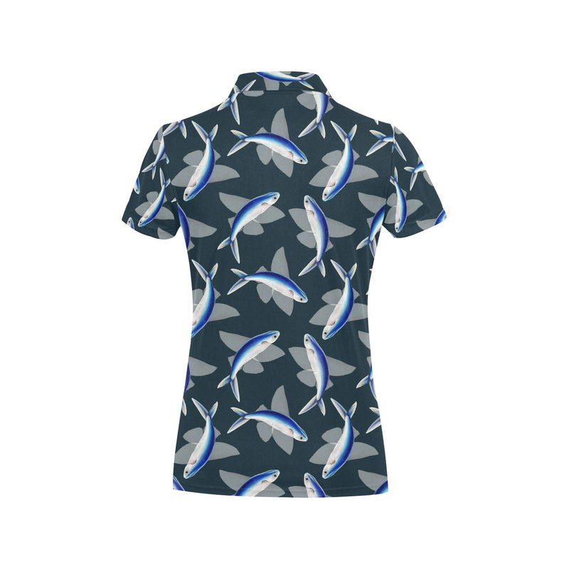 Flying Fish Pattern Print Design 04 Women's Polo Shirt