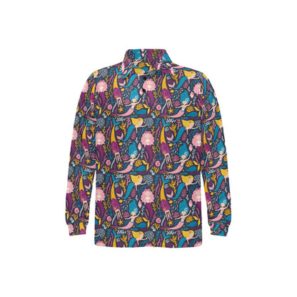 Mermaid Pattern Print Design 08 Long Sleeve Polo Shirt For Men's