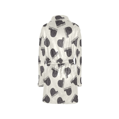 Piano Pattern Print Design 04 Women's Fleece Robe