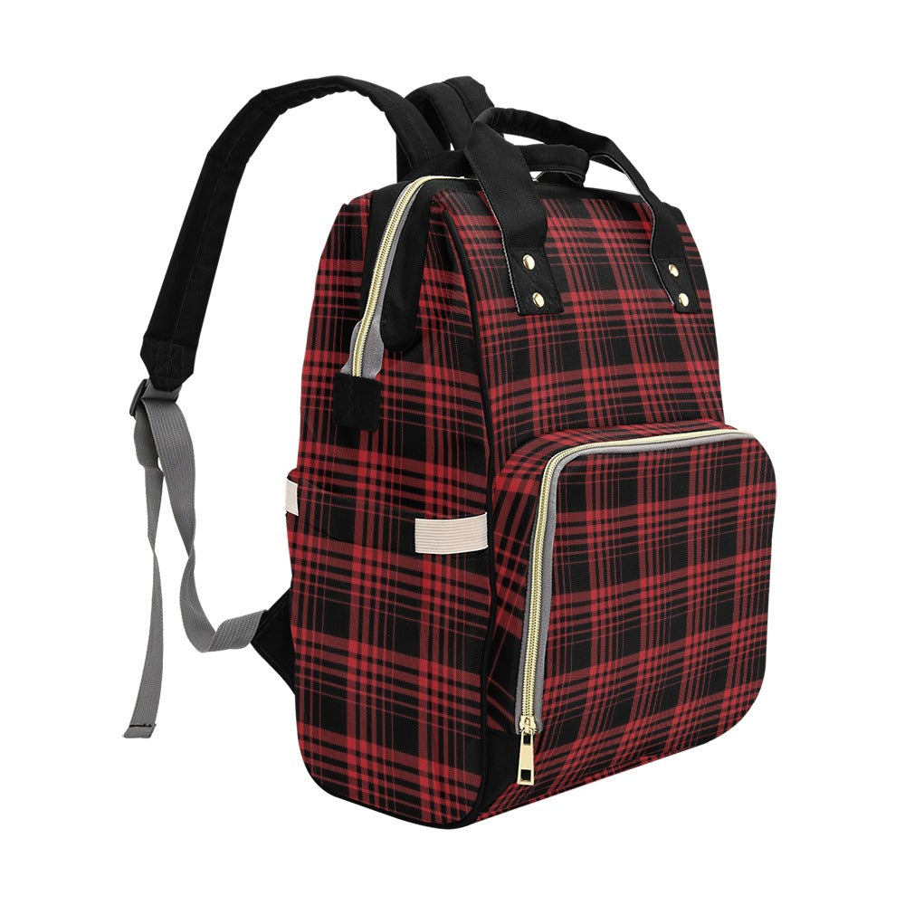 Tartan Red Black Print Design LKS303 Diaper Bag Backpack