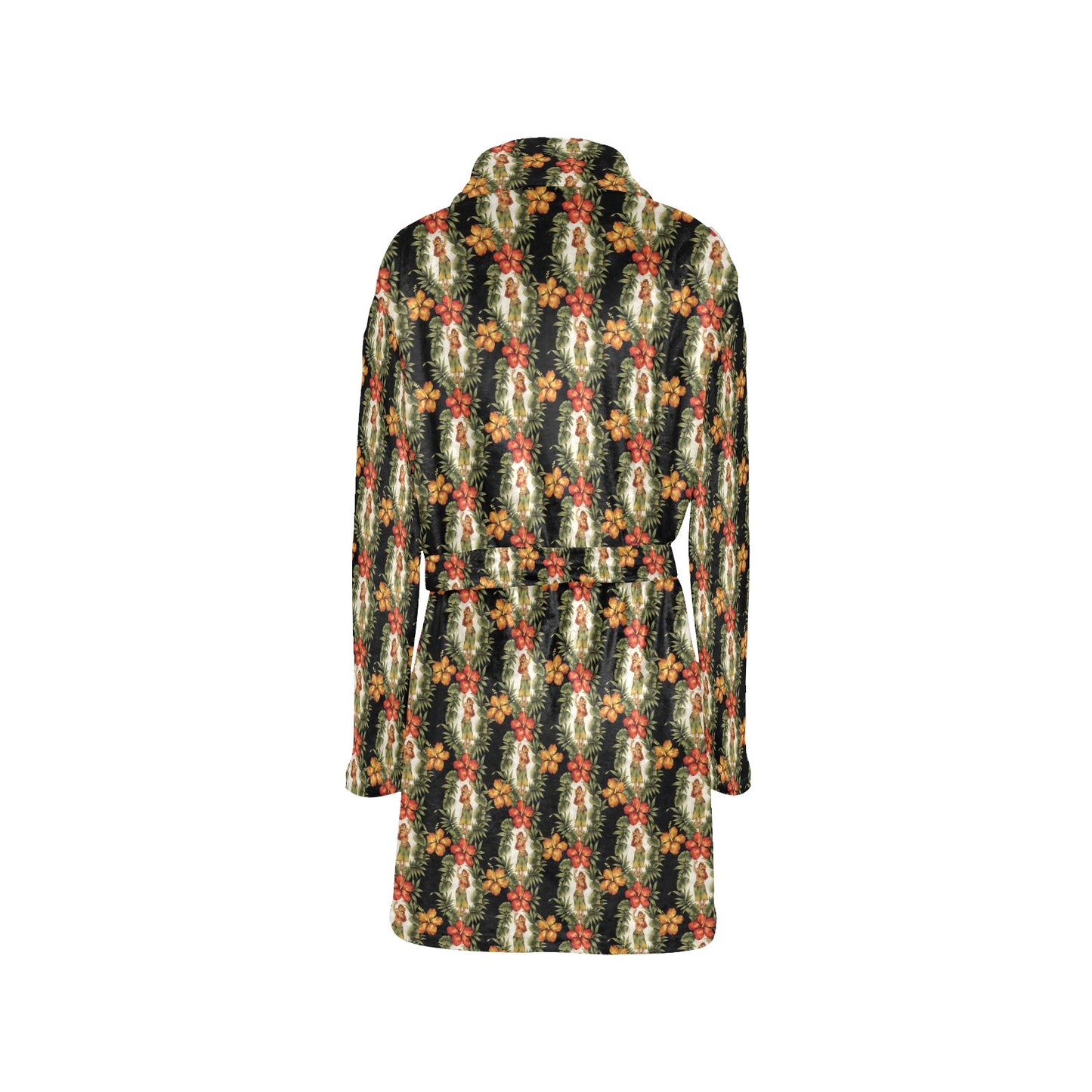 Hawaiian Flower Hula Hibiscus Print Women's Fleece Robe