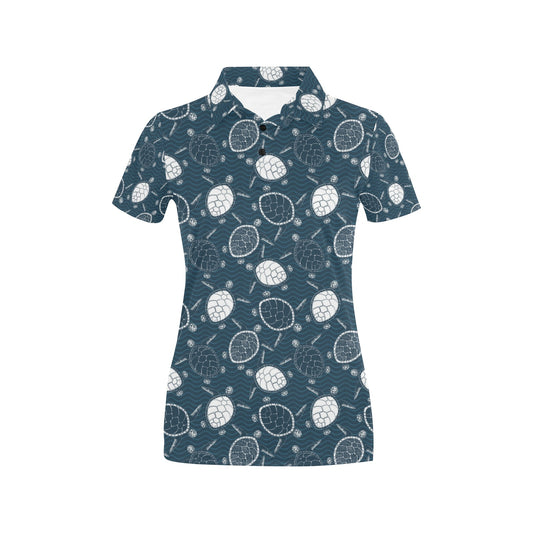 Sea Turtle Print Design LKS3015 Women's Polo Shirt