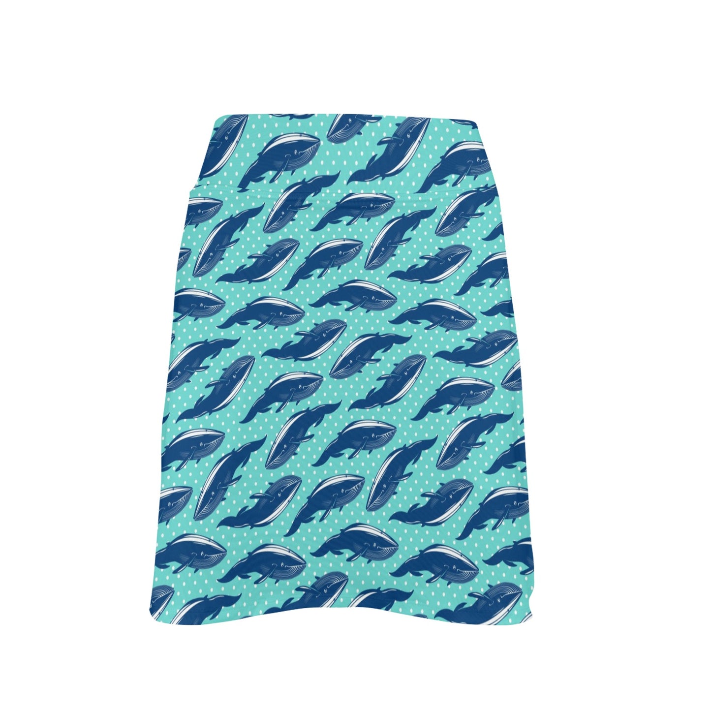Whale Polka Dot Design Themed Print 17" Golf & Pickleball Skort with Pockets