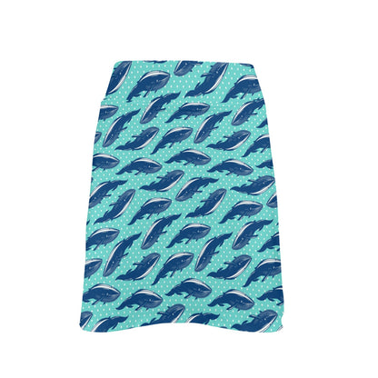 Whale Polka Dot Design Themed Print 17" Golf & Pickleball Skort with Pockets