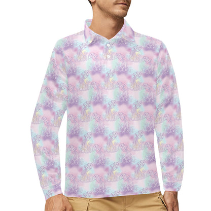 Aquarius Zodiac Pattern Print Design 01 Long Sleeve Polo Shirt For Men's