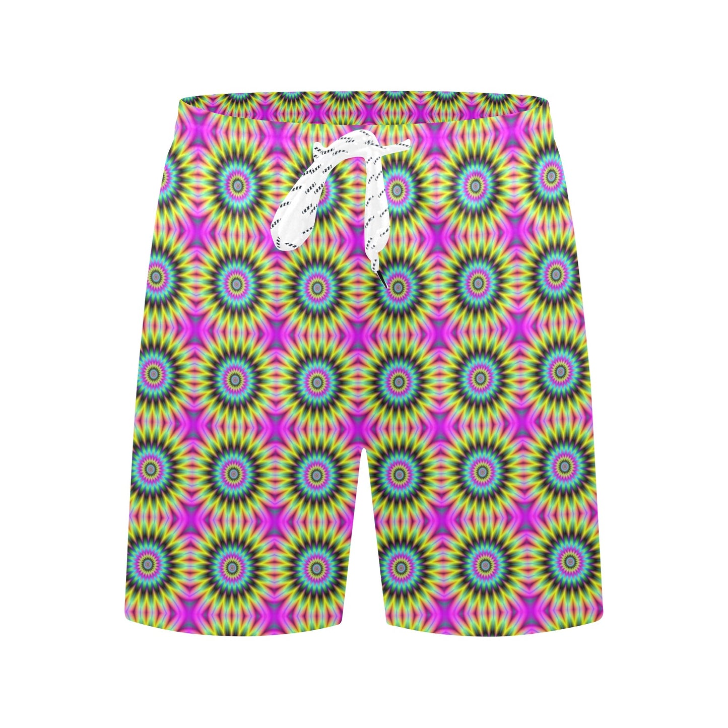 Optical illusion Flower Rainbow Style Men's Swim Trunks Beach Shorts