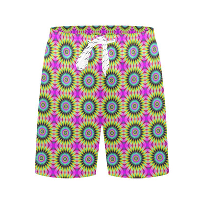 Optical illusion Flower Rainbow Style Men's Swim Trunks Beach Shorts