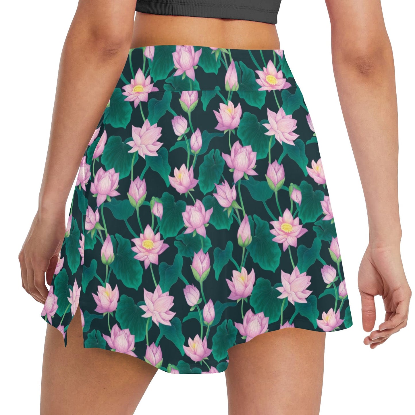 Water Lily Print Design LKS302 17" Golf & Pickleball Skort with Pockets