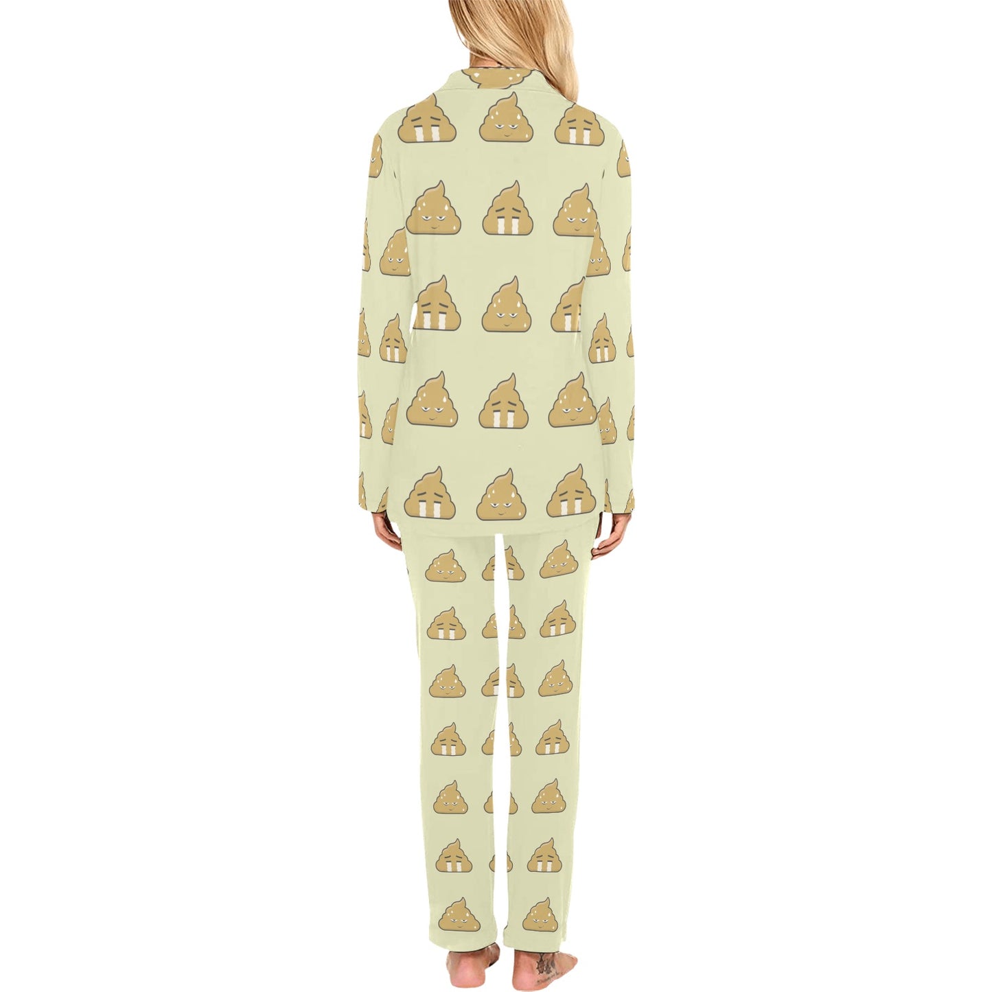 Poop Emoji Pattern Print Design A04 Women's Long Pajama Set