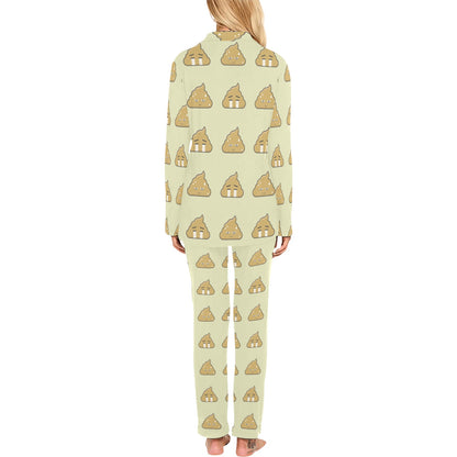 Poop Emoji Pattern Print Design A04 Women's Long Pajama Set