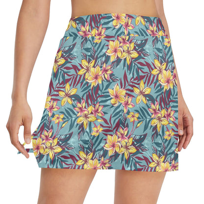 Summer Floral Print Design LKS304 17" Golf & Pickleball Skort with Pockets