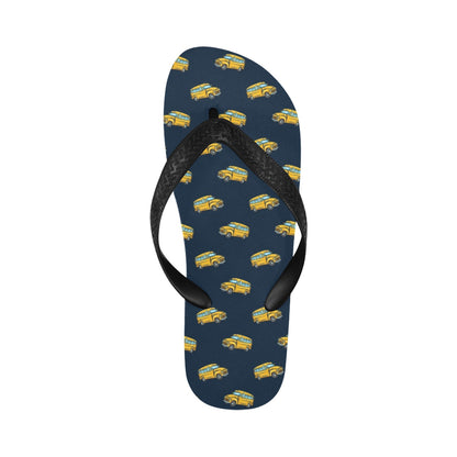 School Bus Print Design LKS304 Flip Flops