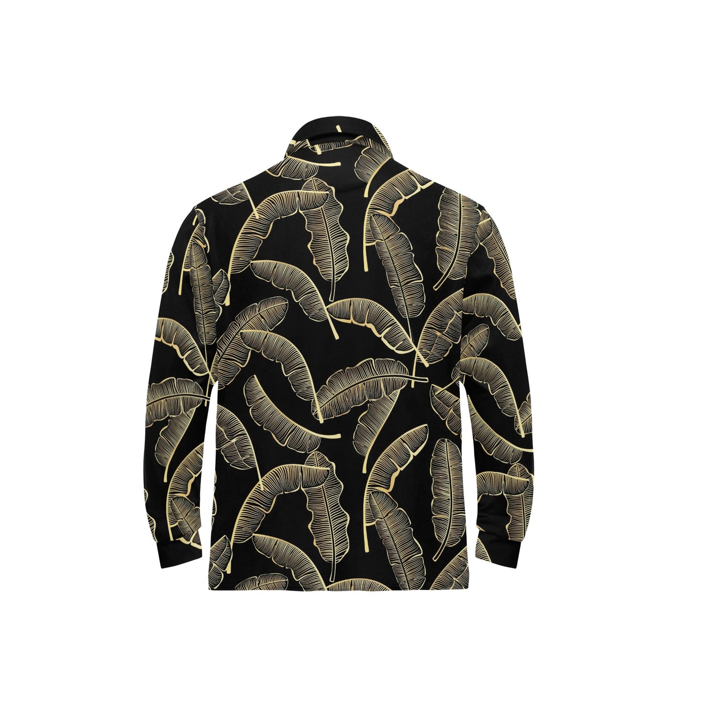 Banana Leaf Pattern Print Design BL07 Long Sleeve Polo Shirt For Men's