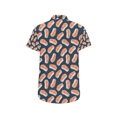 Salmon Steak Print Design LKS306 Men Short Sleeve Button Up Shirt
