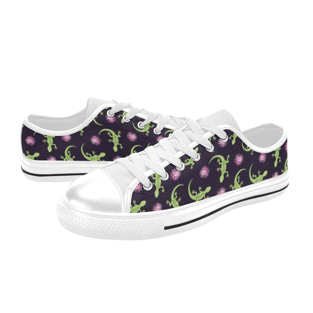 lizard Print Design LKS402 Women's White Low Top Shoes