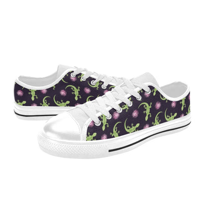 lizard Print Design LKS402 Women's White Low Top Shoes