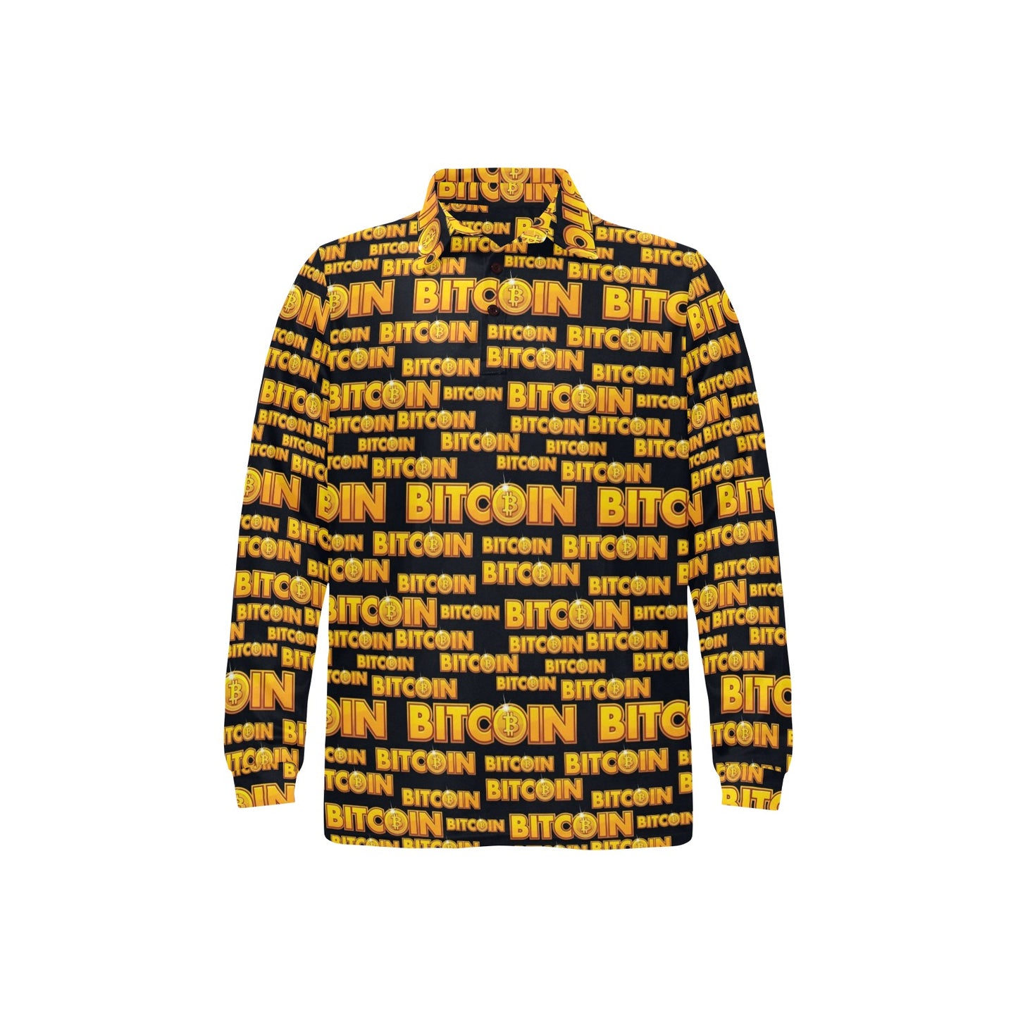 Bitcoin Pattern Print Design DO03 Long Sleeve Polo Shirt For Men's
