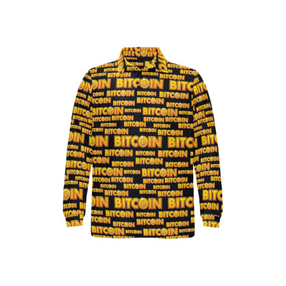Bitcoin Pattern Print Design DO03 Long Sleeve Polo Shirt For Men's