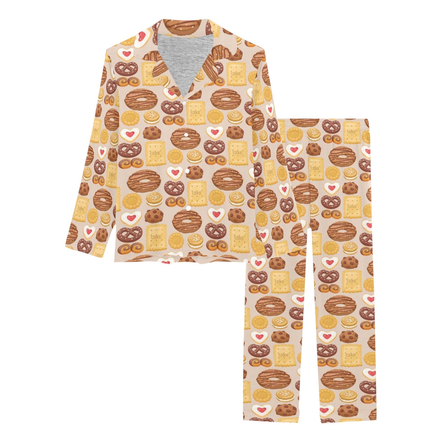 Cookie Pattern Print Design 02 Women's Long Pajama Set