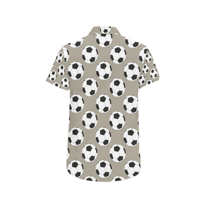Soccer Ball Print Design LKS302 Men Short Sleeve Button Up Shirt