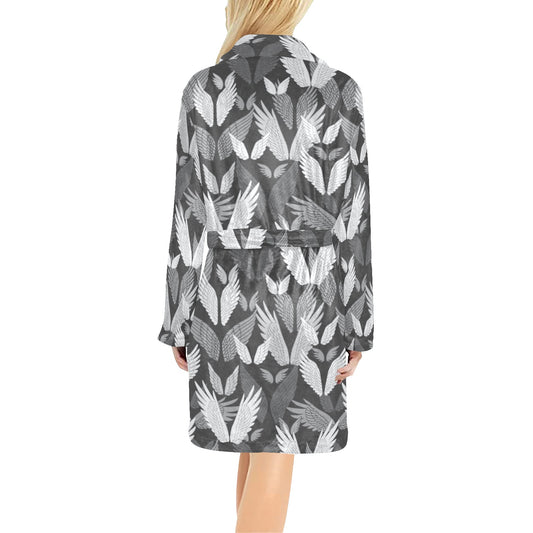 Angel Wings Pattern Design Themed Print Women's Fleece Robe