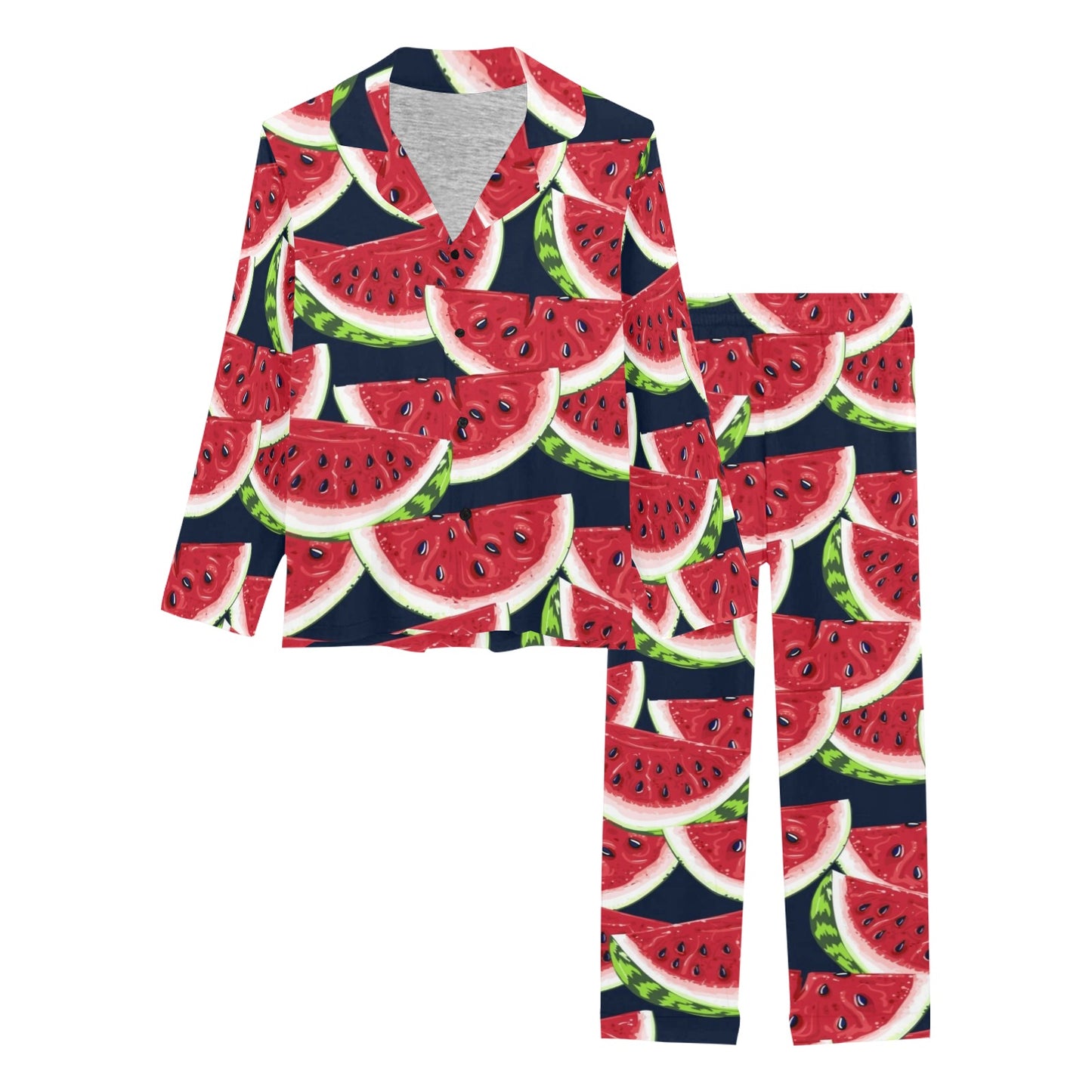 Watermelon Pattern Print Design WM011 Women's Long Pajama Set