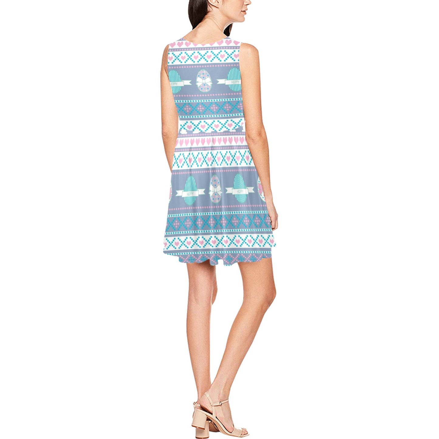 Easter Eggs Pattern Print Design RB013 Sleeveless Dress