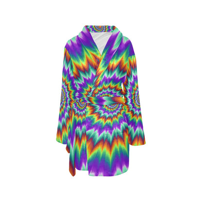 Optical illusion Pulsing fiery spirals Women's Fleece Robe