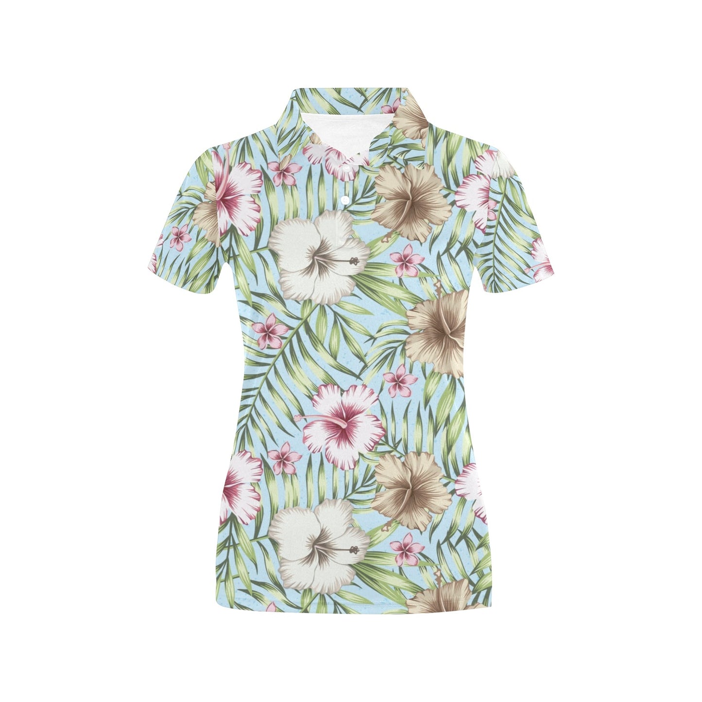 Tropical Flower Pattern Print Design TF05 Women's Polo Shirt