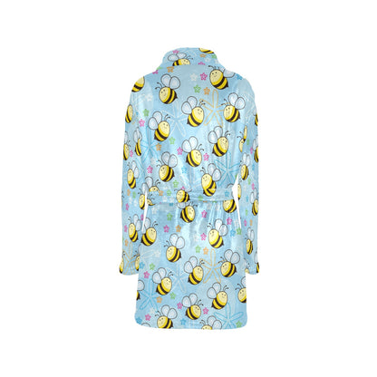 Bee Pattern Print Design BEE03 Women's Fleece Robe