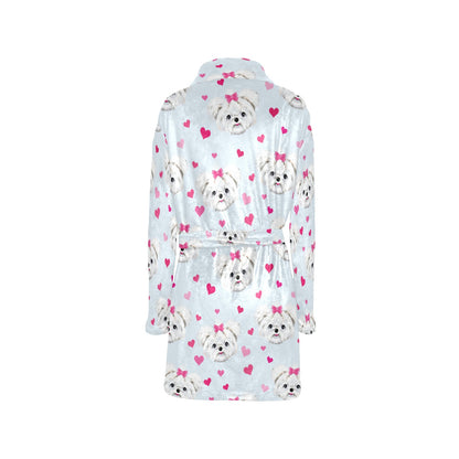 Maltese Pattern Print Design 03 Women's Fleece Robe