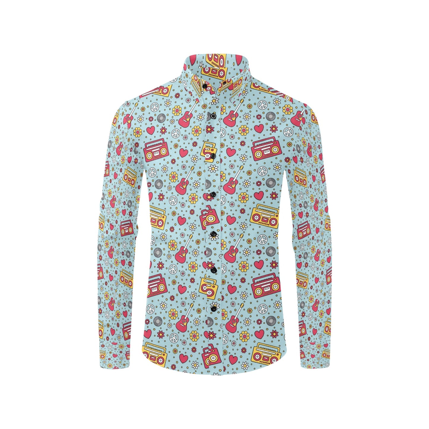 Hippie Print Design LKS307 Men's Long Sleeve Dress Shirt