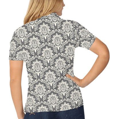 Damask Elegant Print Pattern Women's Polo Shirt