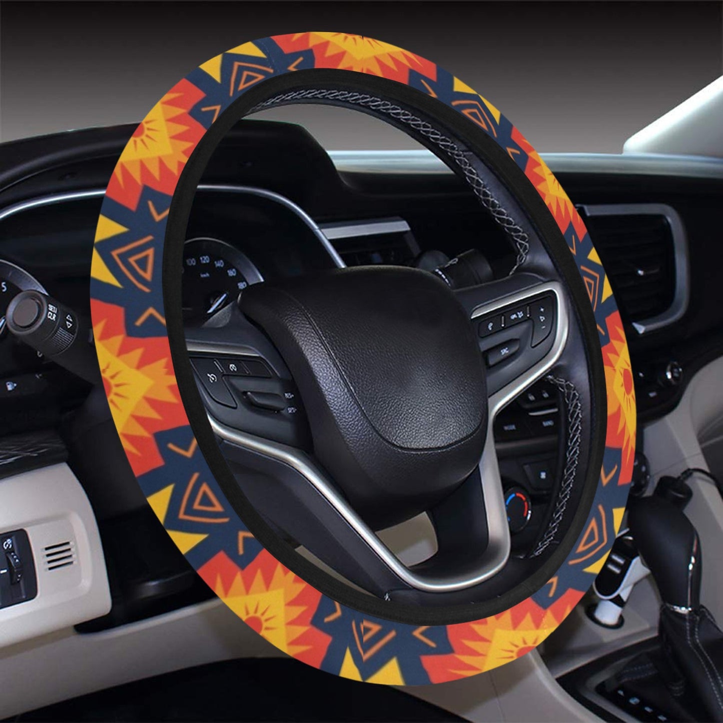 Southwest Pattern Print Design LKS307 Steering Wheel Cover with Elastic Edge