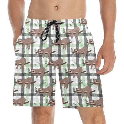 Sloth Print Design LKS301 Men's Swim Trunks Beach Shorts