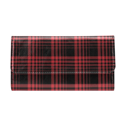 Tartan Red Black Print Design LKS303 Women's Trifold Wallet