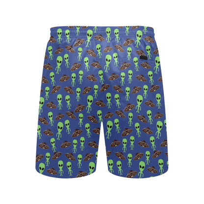 Alien Green UFO Pattern Men's Swim Trunks Beach Shorts