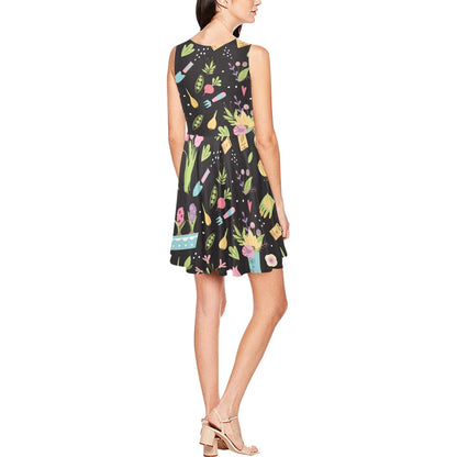 Gardening Pattern Print Design G03 Sleeveless Dress