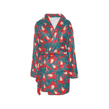 Chimpanzee Pattern Print Design 04 Women's Fleece Robe