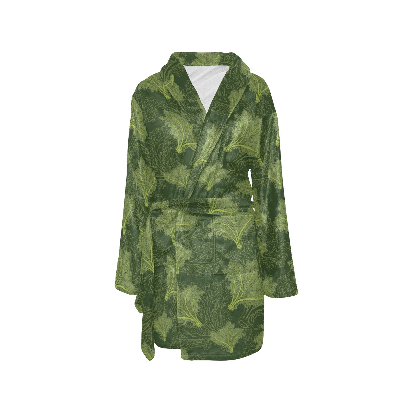 Kale Pattern Print Design 01 Women's Fleece Robe