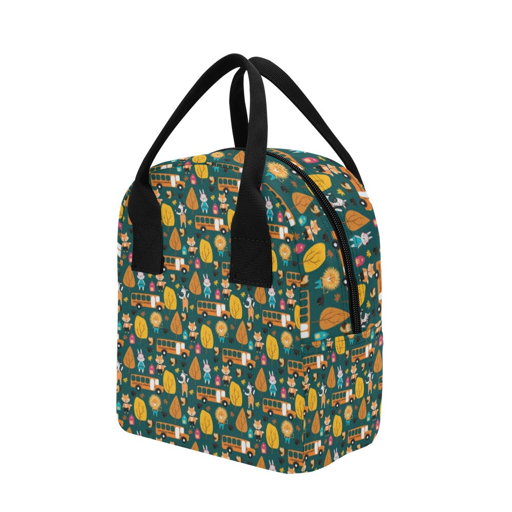 School Bus Print Design LKS309 Insulated Lunch Bag
