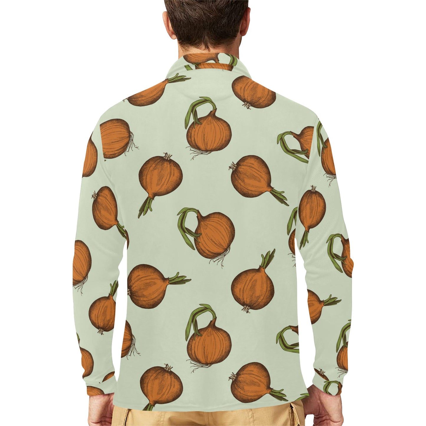Onion Pattern Print Design A05 Long Sleeve Polo Shirt For Men's