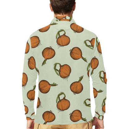 Onion Pattern Print Design A05 Long Sleeve Polo Shirt For Men's