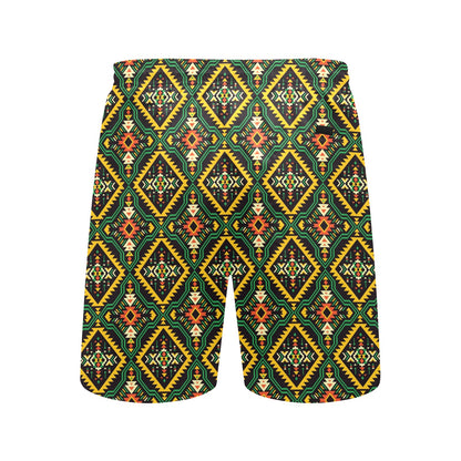 Kente Green Design African Print Men's Swim Trunks Beach Shorts